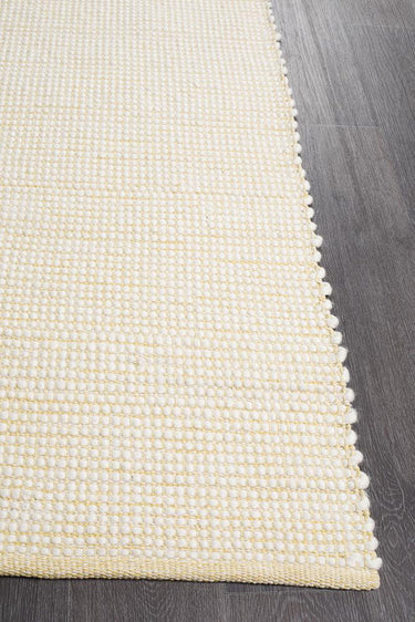 Freya Scandi Yellow & White Flatweave Wool Rug